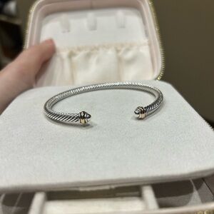 David Yurman Silver and Rose Gold Cable Bracelet
